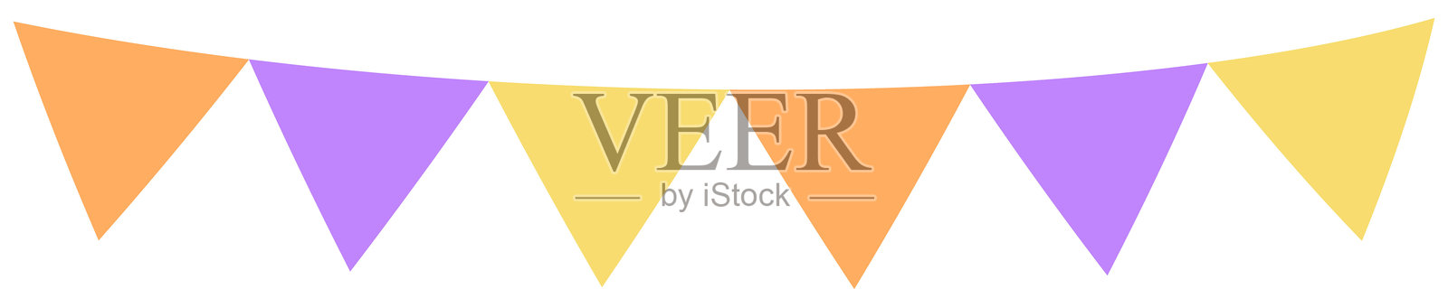 万圣节三角旗串饰 - 4个橙色、黄色和紫色插画图片素材