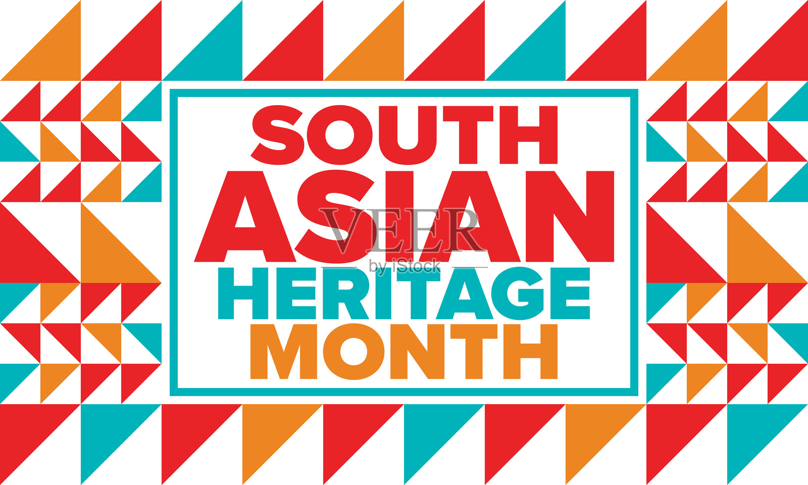 南亚遗产月。庆祝南亚多样的文化和历史。传统图案。创意艺术海报。矢量插图。插画图片素材