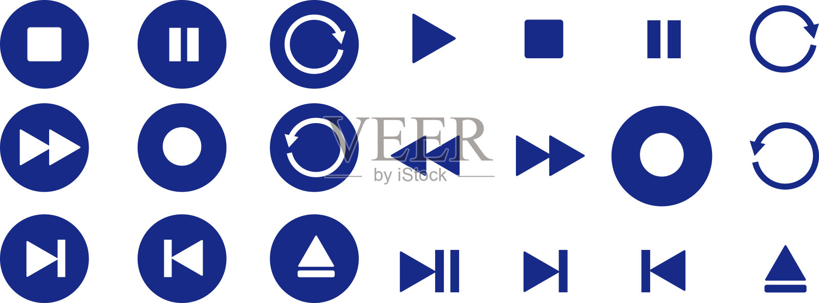 播放按钮图标集插画图片素材