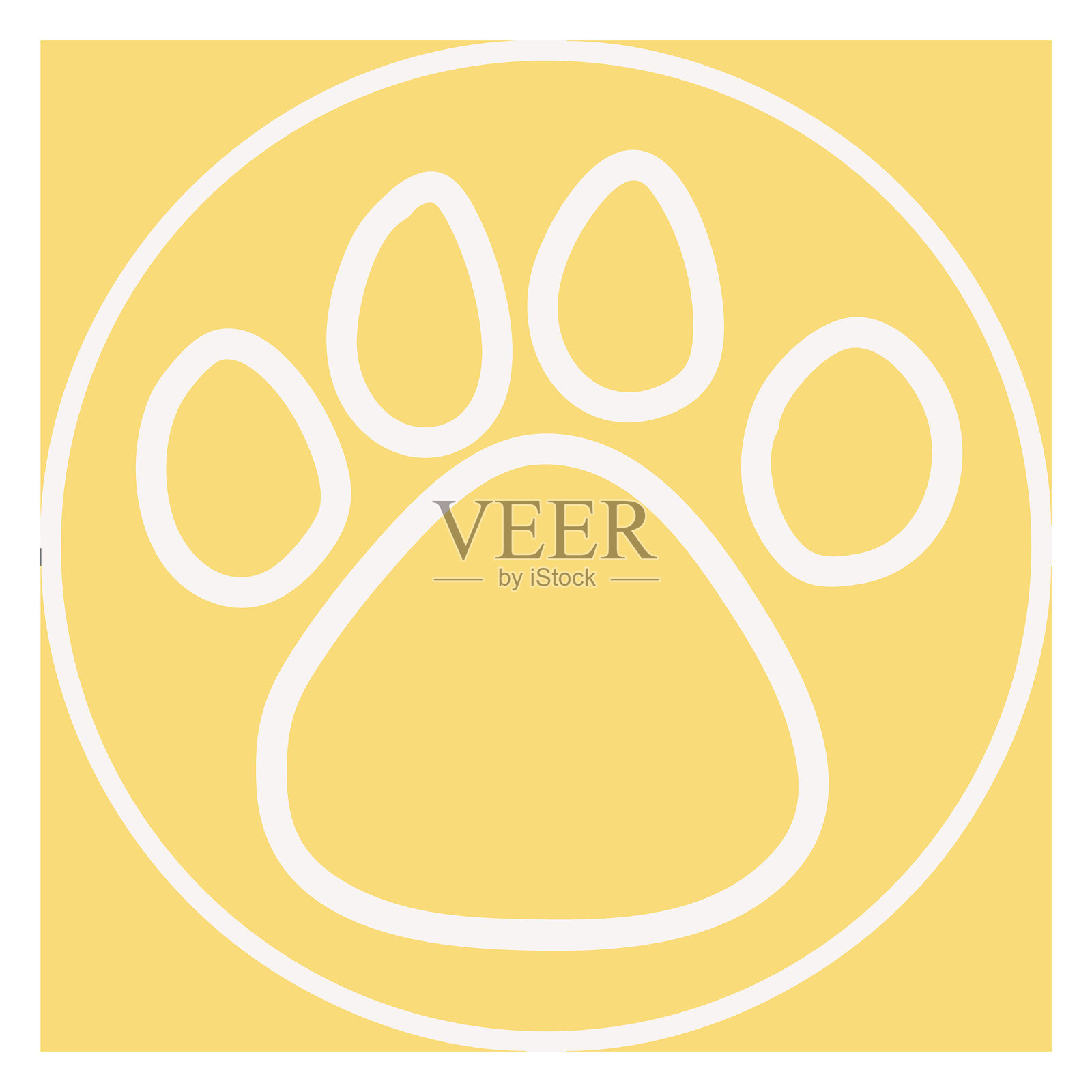 猫和狗爪子图标 -3-黄色插画图片素材