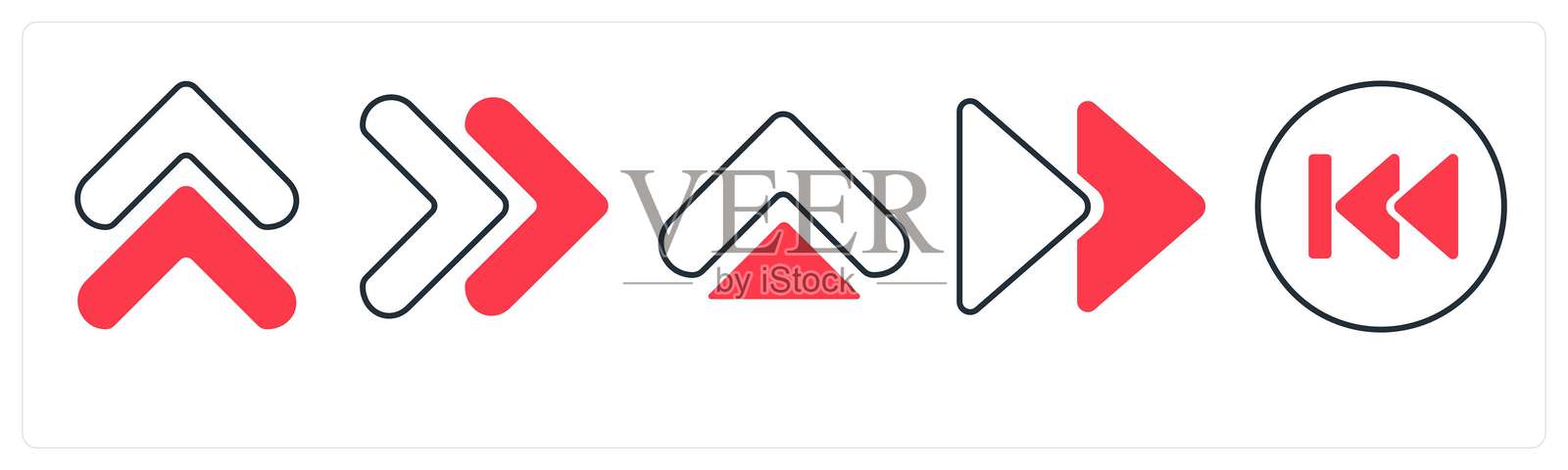 一组包含箭头、地图和导航的5个混合图标插画图片素材