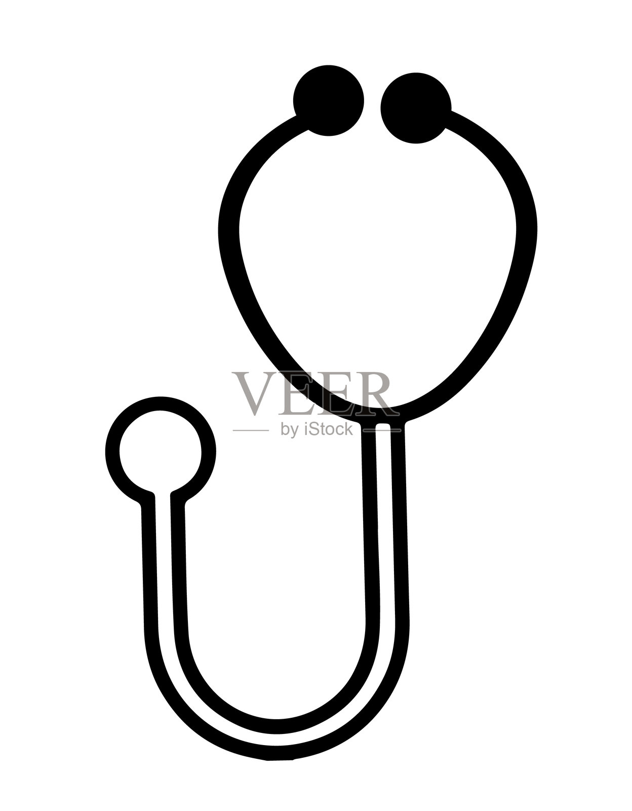 医疗听诊器图标，透明背景，扁平线条设计，矢量插图插画图片素材