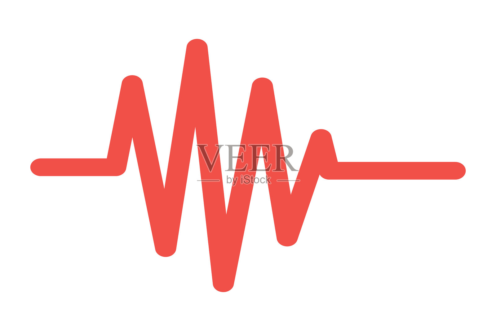 心脏脉搏图标，透明背景，扁平线条设计，矢量插图插画图片素材