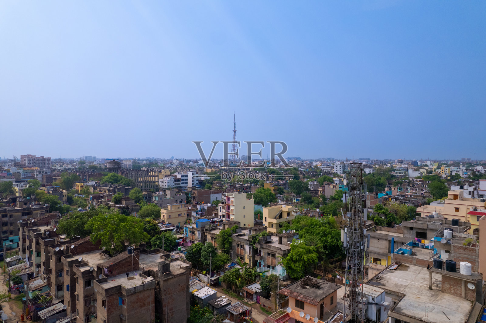 比哈尔邦帕特纳市的无人机视角，美丽的印度城市航拍镜头照片摄影图片