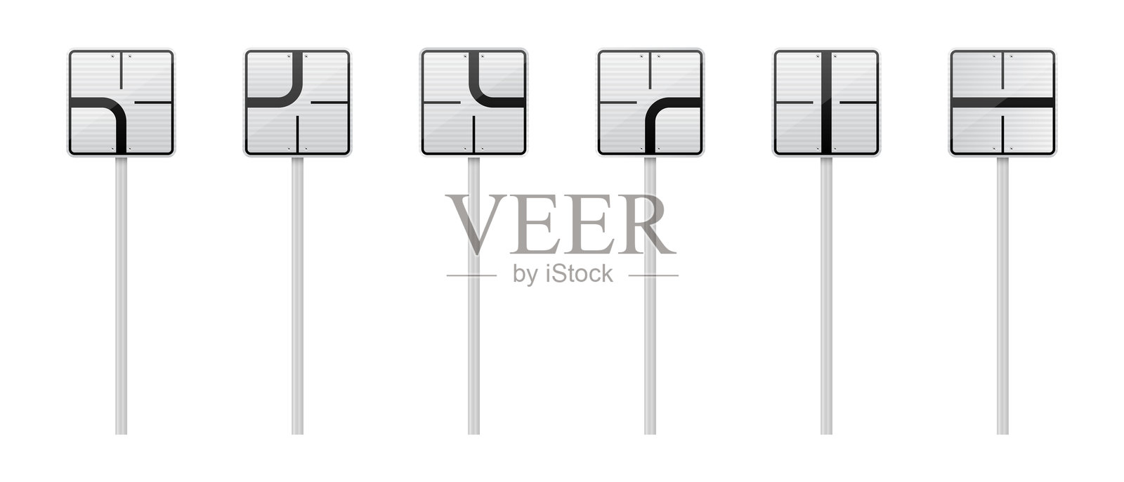 路标：杆上的交叉口配置，提供导航提示插画图片素材