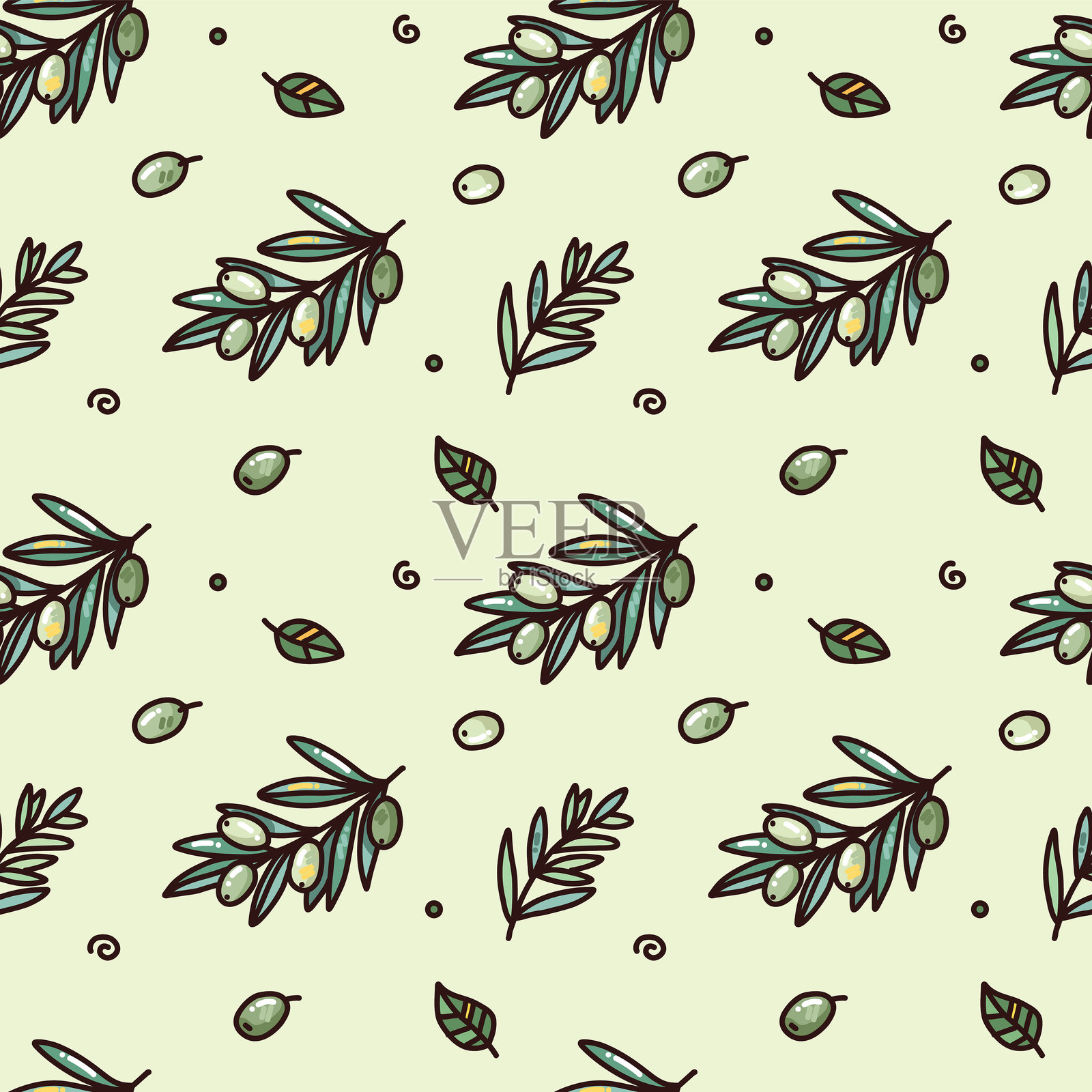 橄榄图案的无缝矢量图插画图片素材