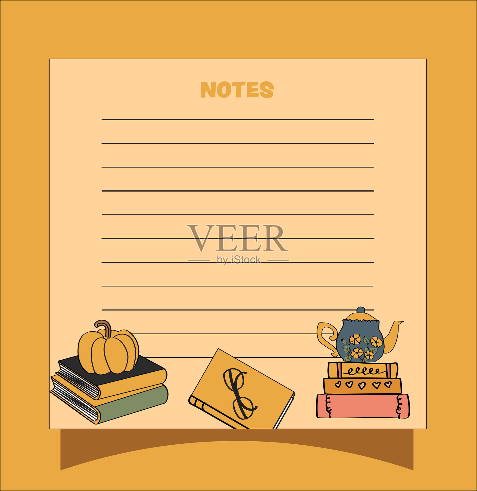 秋季虫子氛围的便利贴和备忘录本插画图片素材