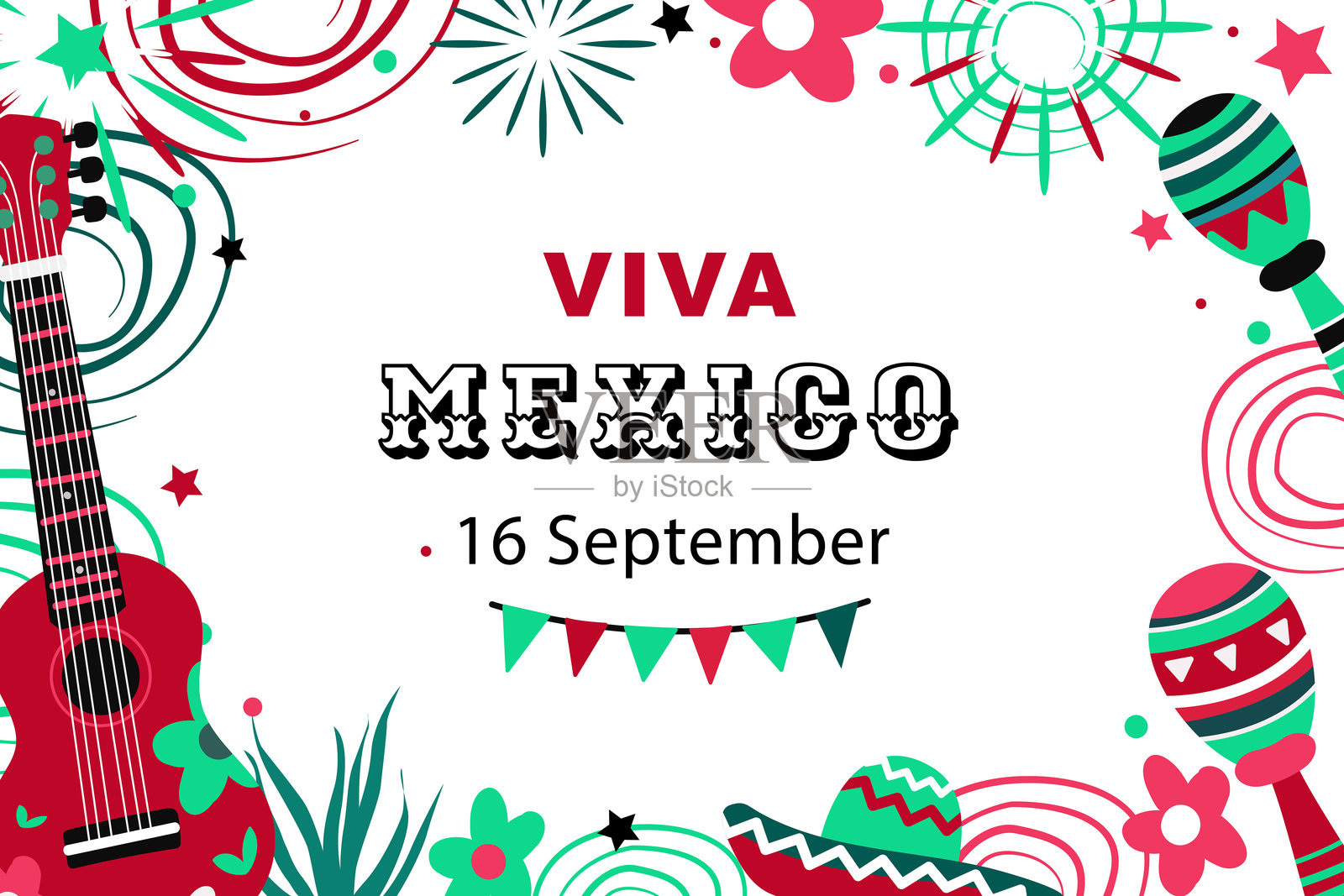墨西哥独立日背景。9月16日的节日概念。插画图片素材