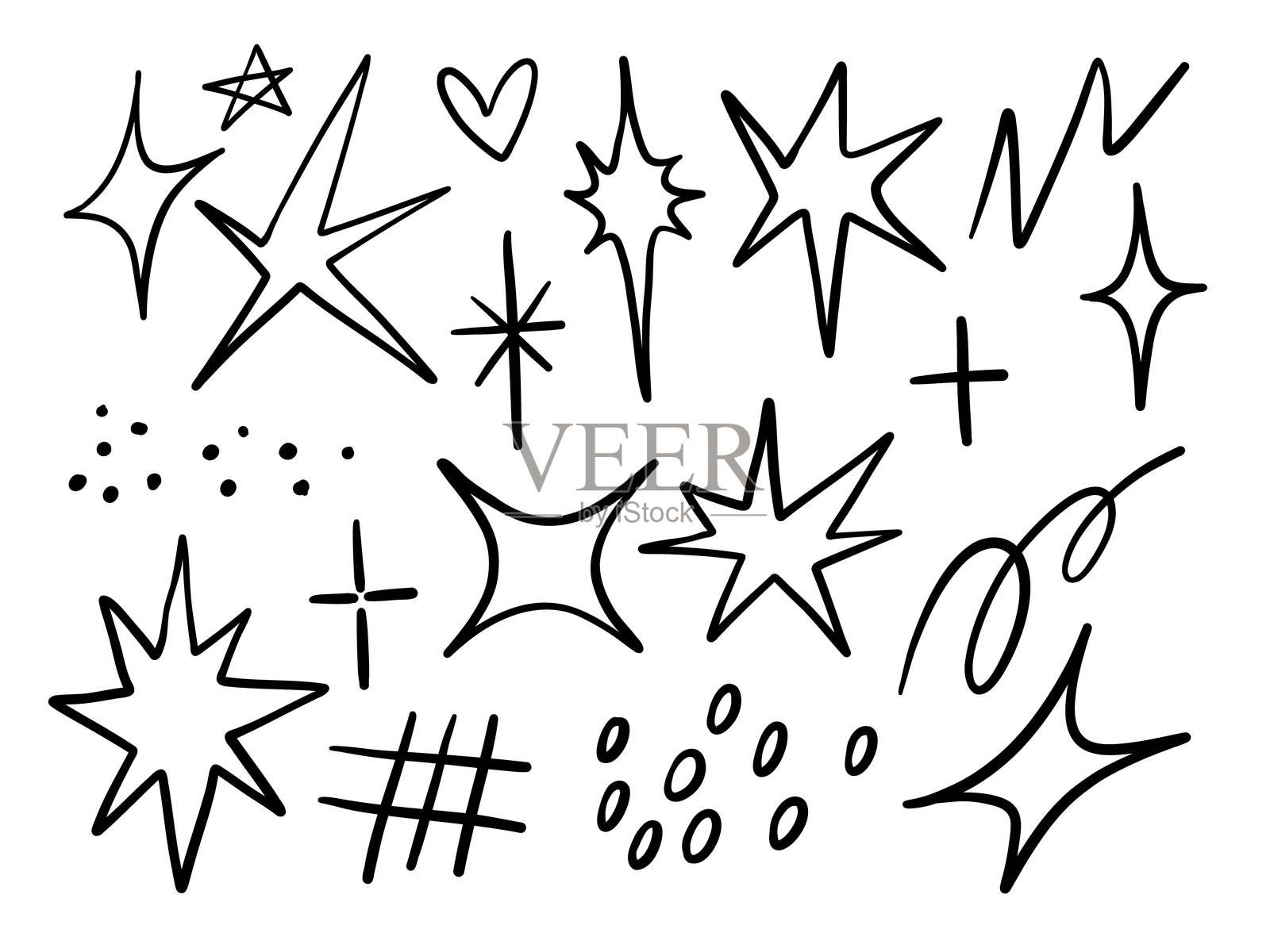 手绘闪光和符号涂鸦插画图片素材