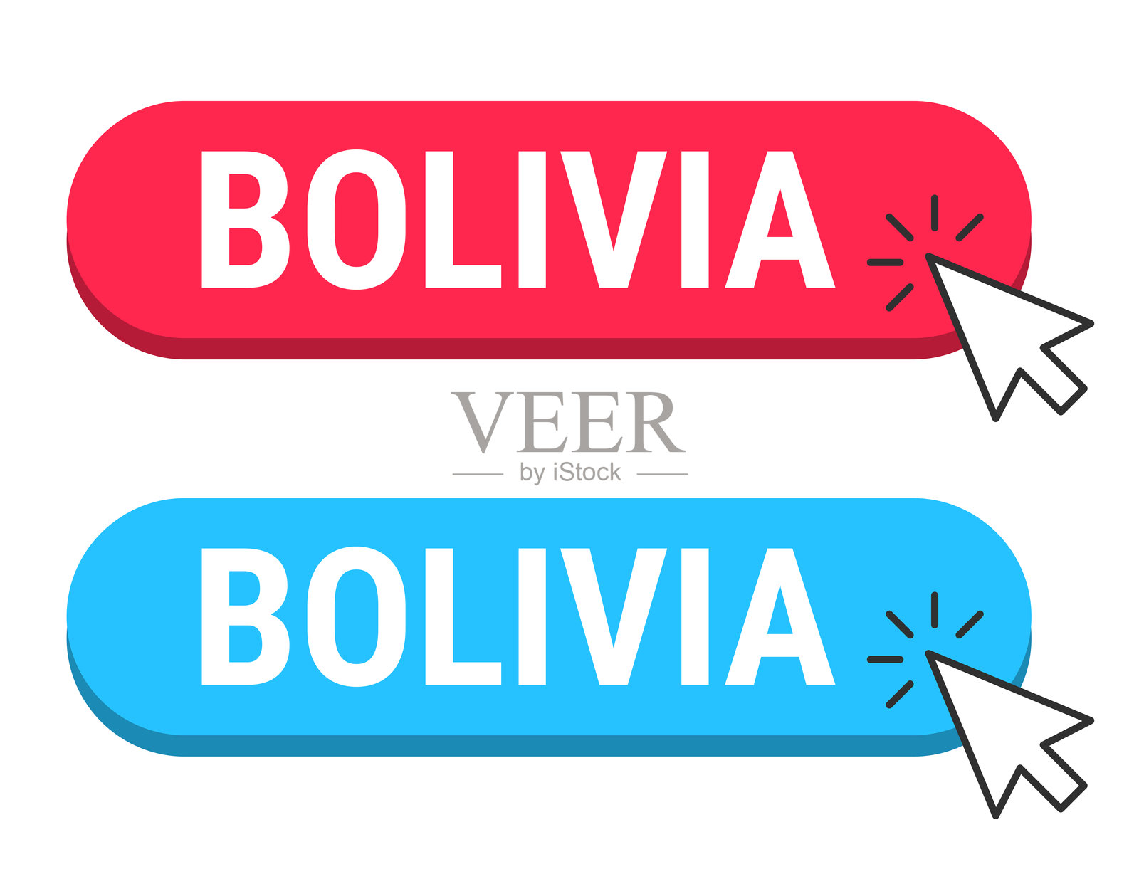 玻利维亚 - 白色背景上的红色和蓝色按钮与光标插画图片素材