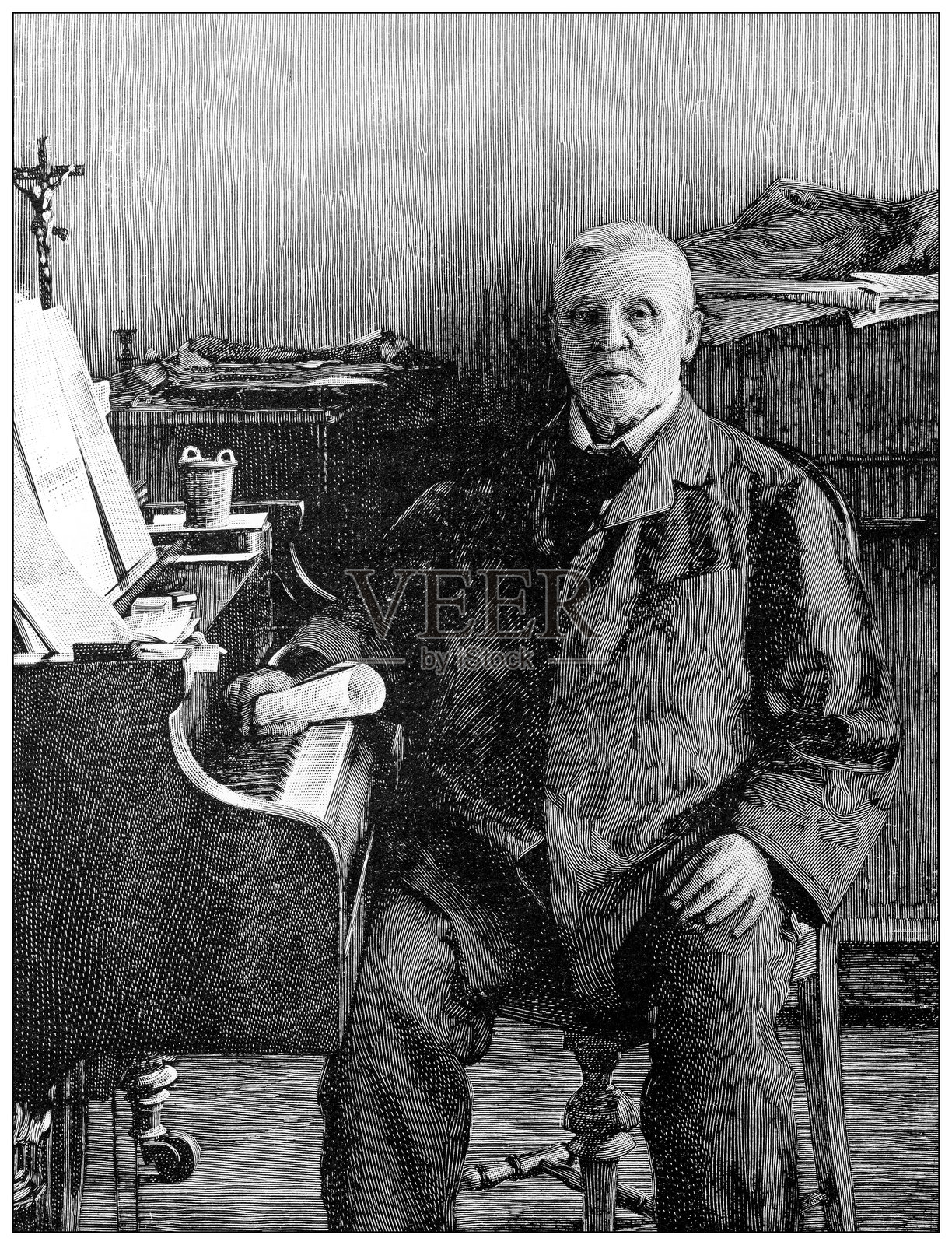 维也纳的音乐名人，布鲁克纳教授插画图片素材