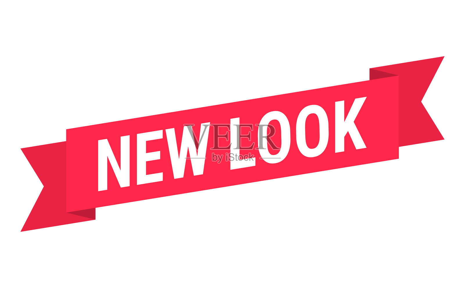 新外观 - 白色背景上的红色横幅插画图片素材