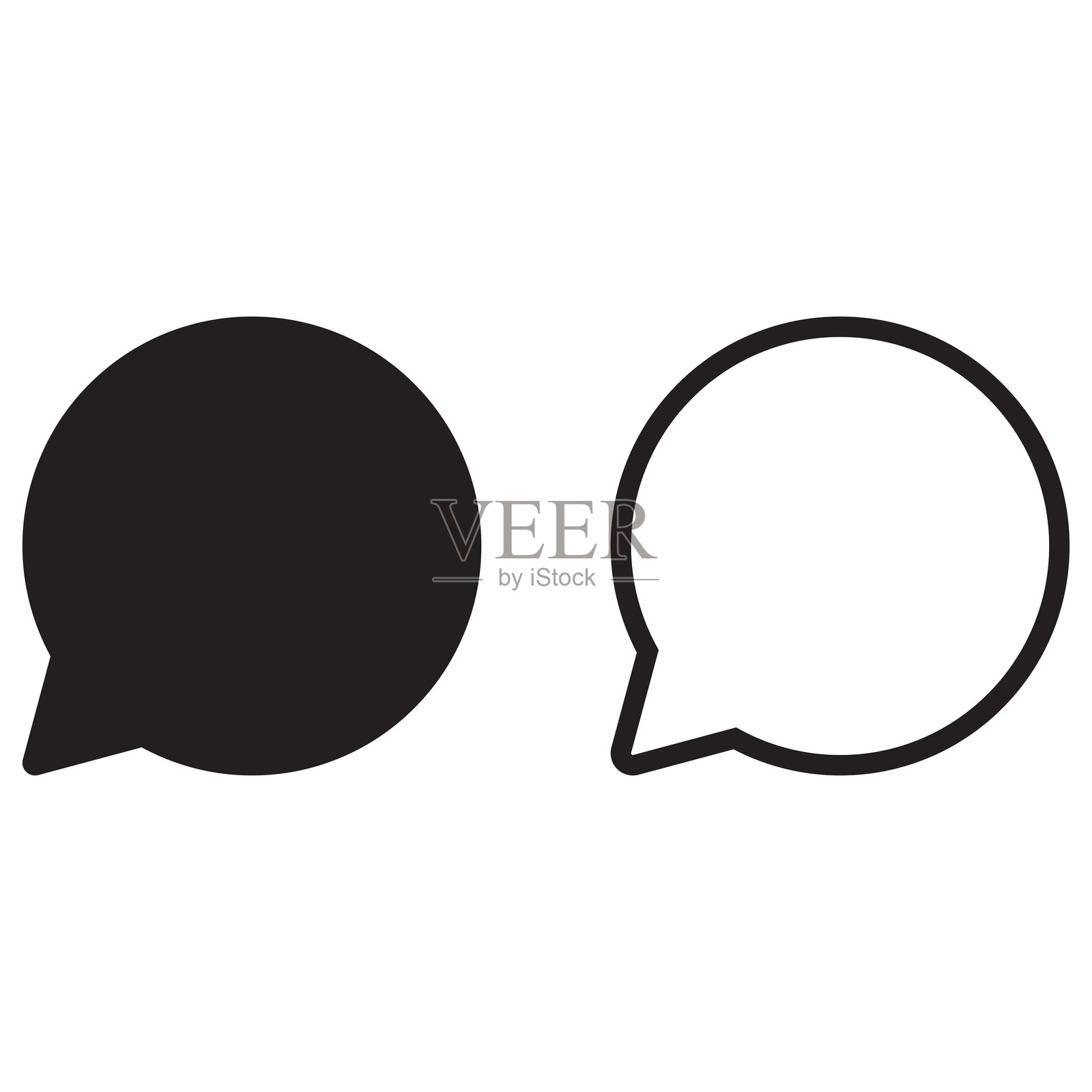 两种风格的对话气泡图标集，孤立在白色背景上。聊天图标矢量图。插画图片素材