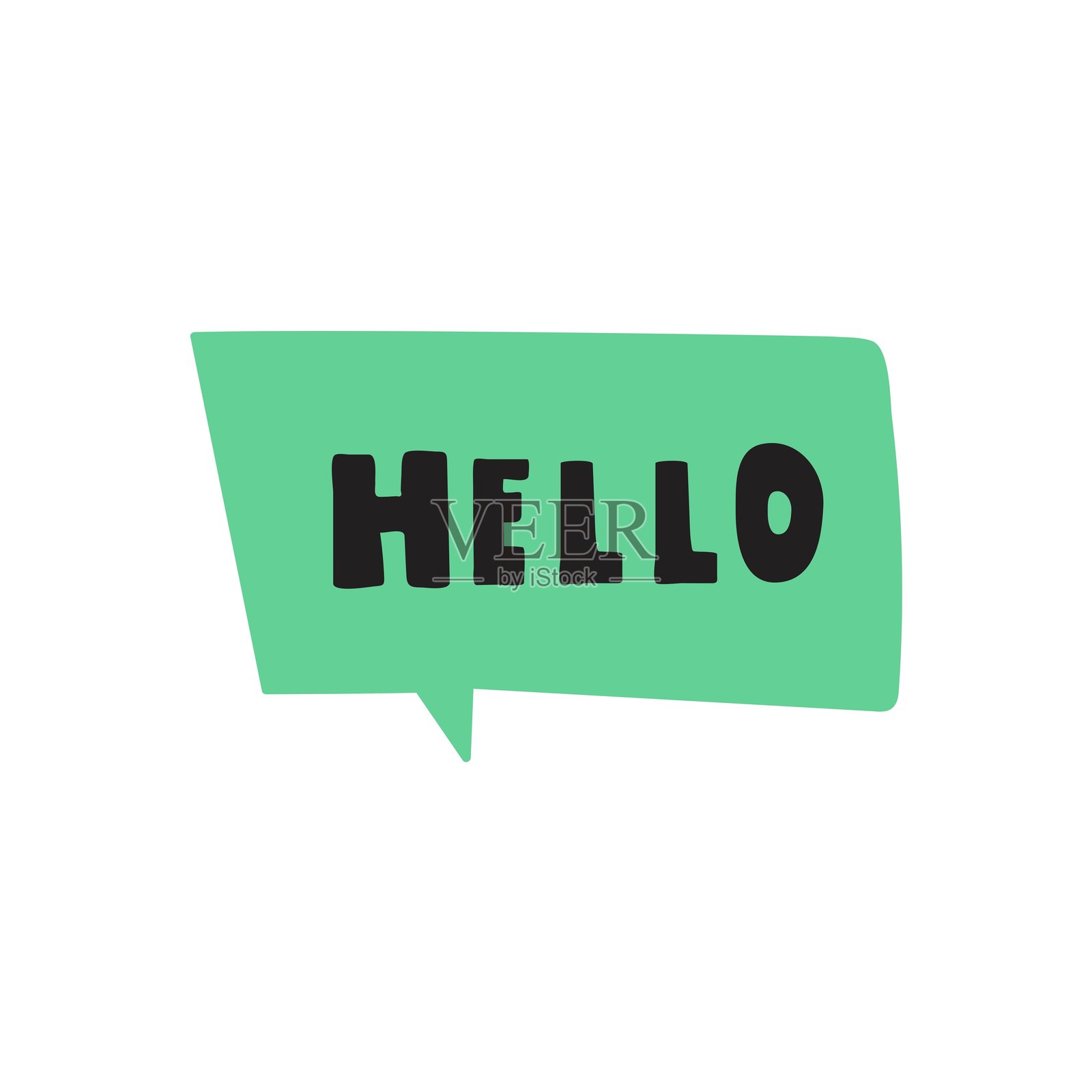 绿色的对话气泡，问候语 - 你好，现代设计。插画图片素材