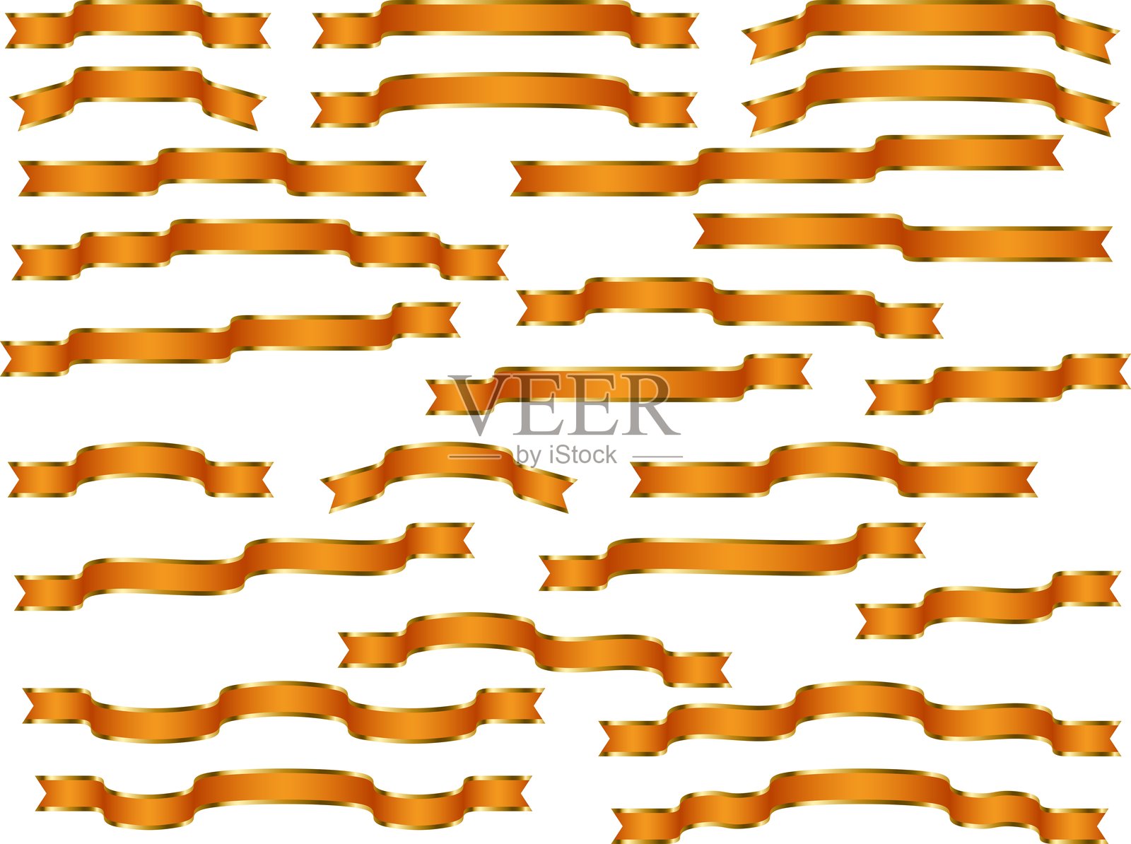 橙色丝带，9条，松散边缘2插画图片素材