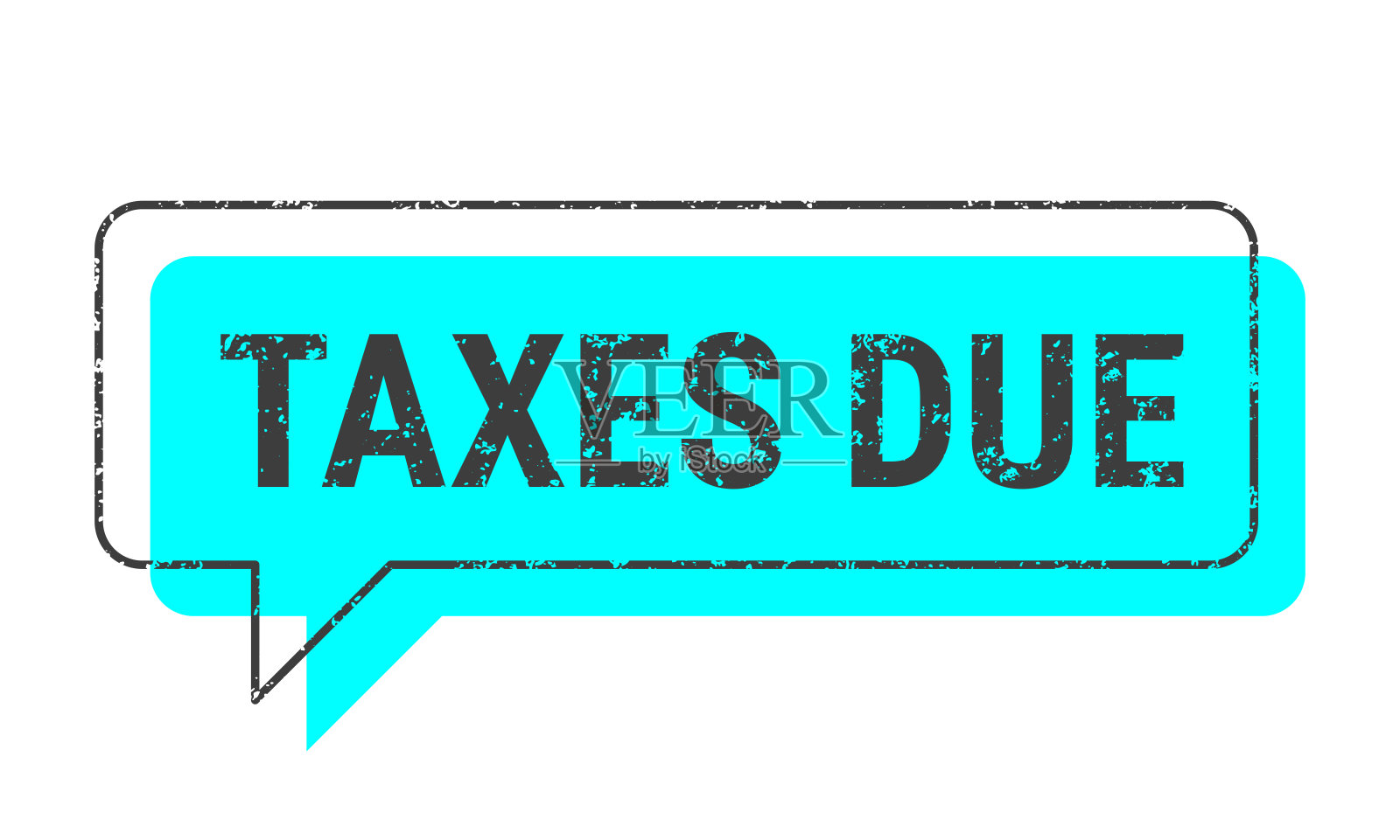 税款到期 - 蓝色磨损的对话气泡在空白背景上插画图片素材