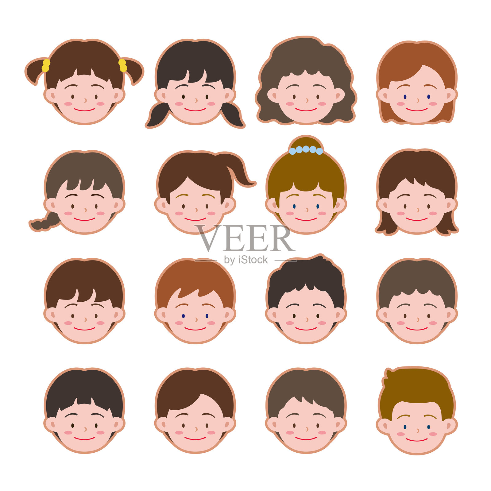 面部图标，许多小表情。插画图片素材