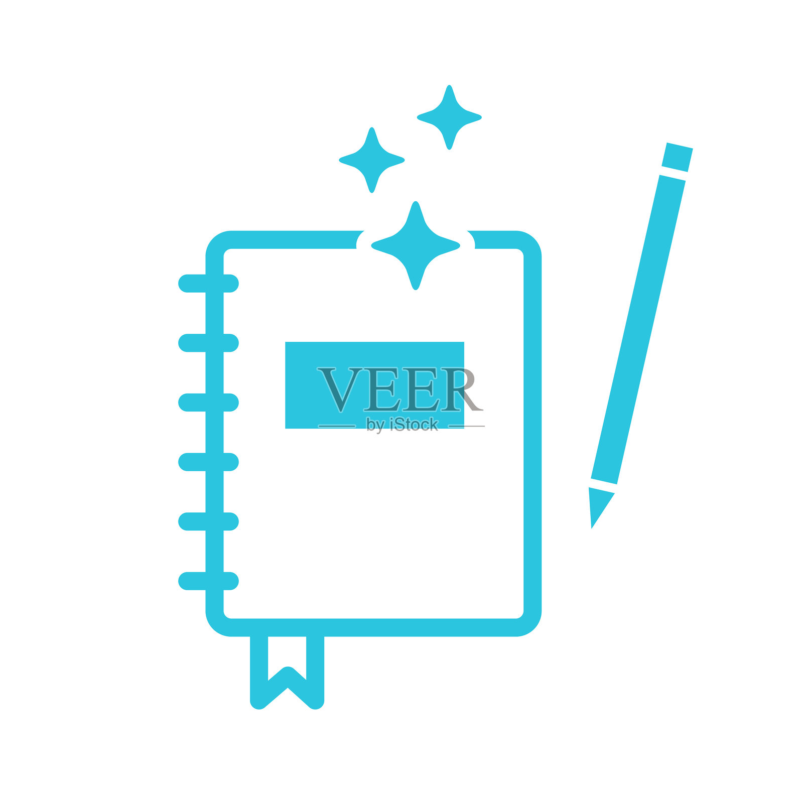 创意书籍图标，日记。背景为白色，来自蓝色图标集。插画图片素材