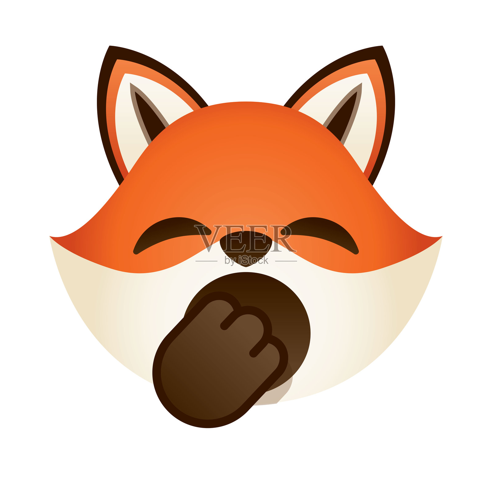 打哈欠的狐狸表情图标插画图片素材