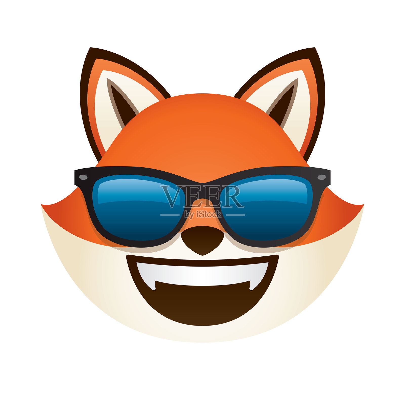 笑着的狐狸表情图标插画图片素材