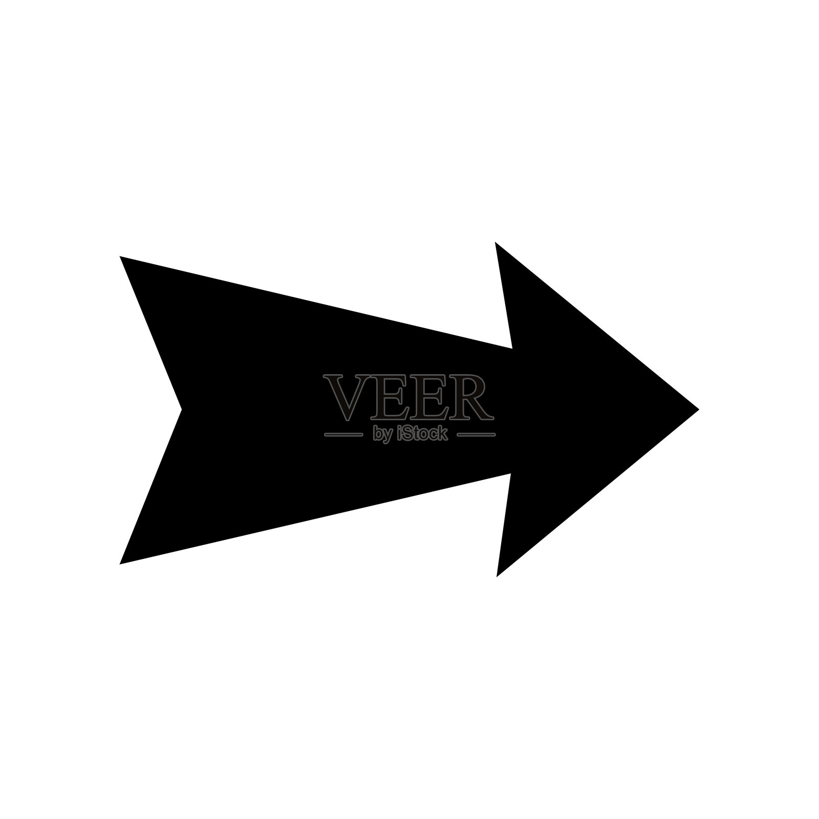 带叉的直箭头图标。黑色宽箭头。黑色方向指示器。插画图片素材