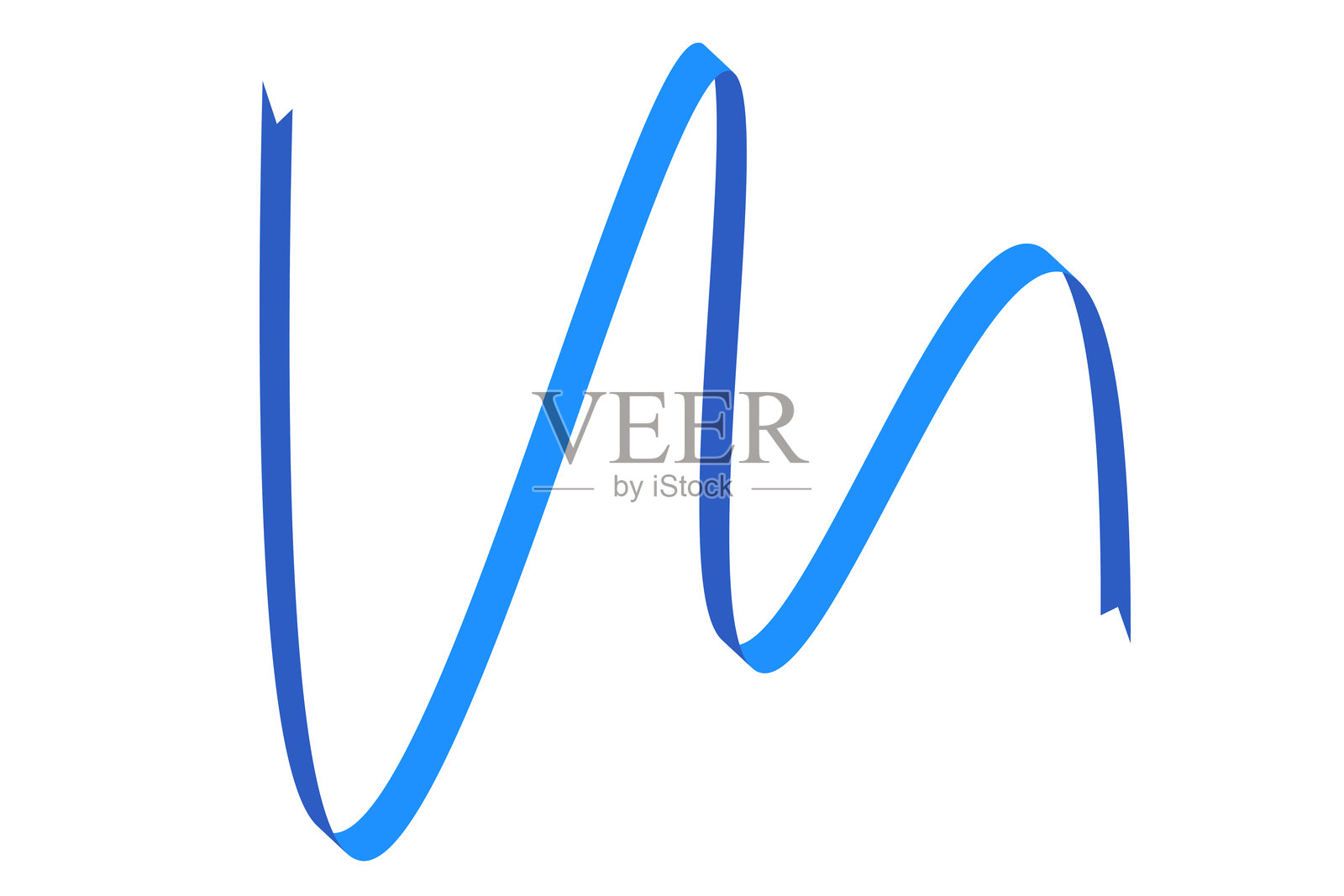 蓝色平带在白色背景上独立。丝带横幅矢量插图。节日蕾丝插画图片素材