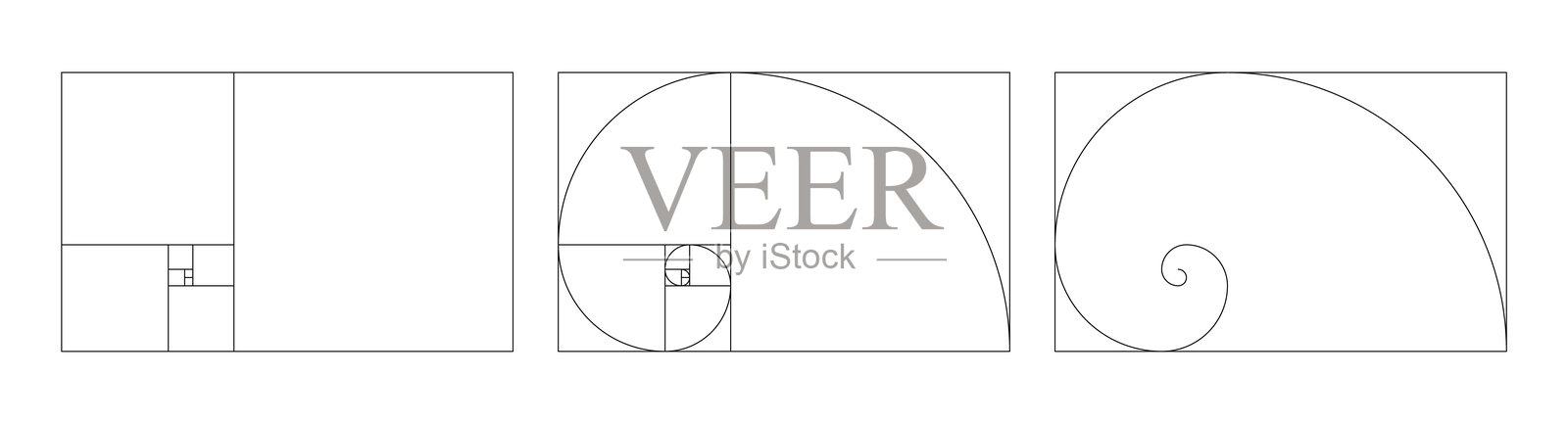黄金比例和谐比例模板。斐波那契数列数组集。插画图片素材