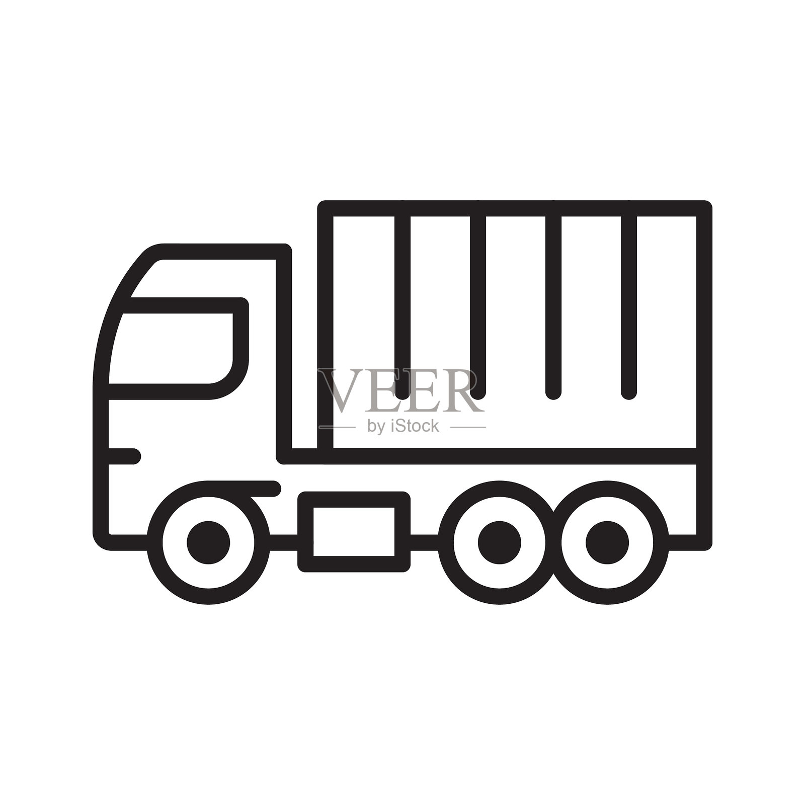 货车轮廓图标。工业运输线条艺术插画图片素材