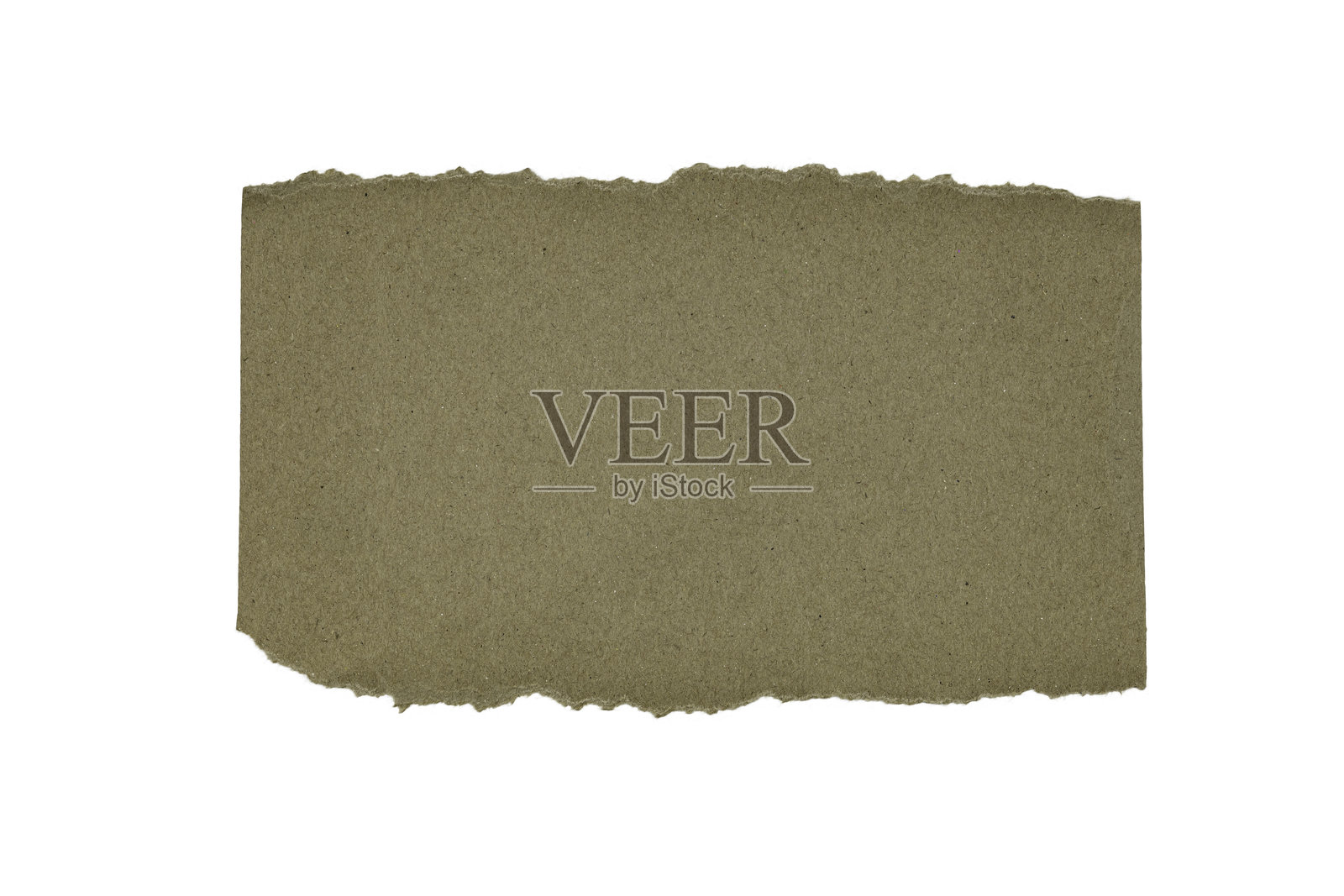 撕裂的棕色牛皮纸矩形，适合用于乡村风格的笔记、复古元素或纹理背景。白色背景上独立展示，带有剪切路径。照片摄影图片