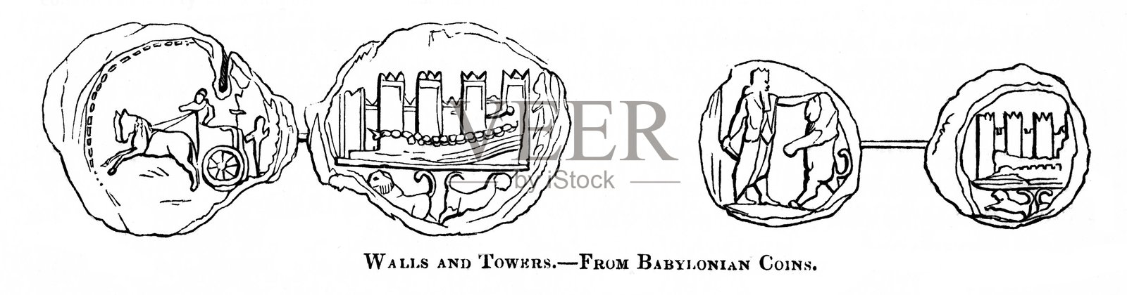 巴比伦古代文明的硬币插画图片素材