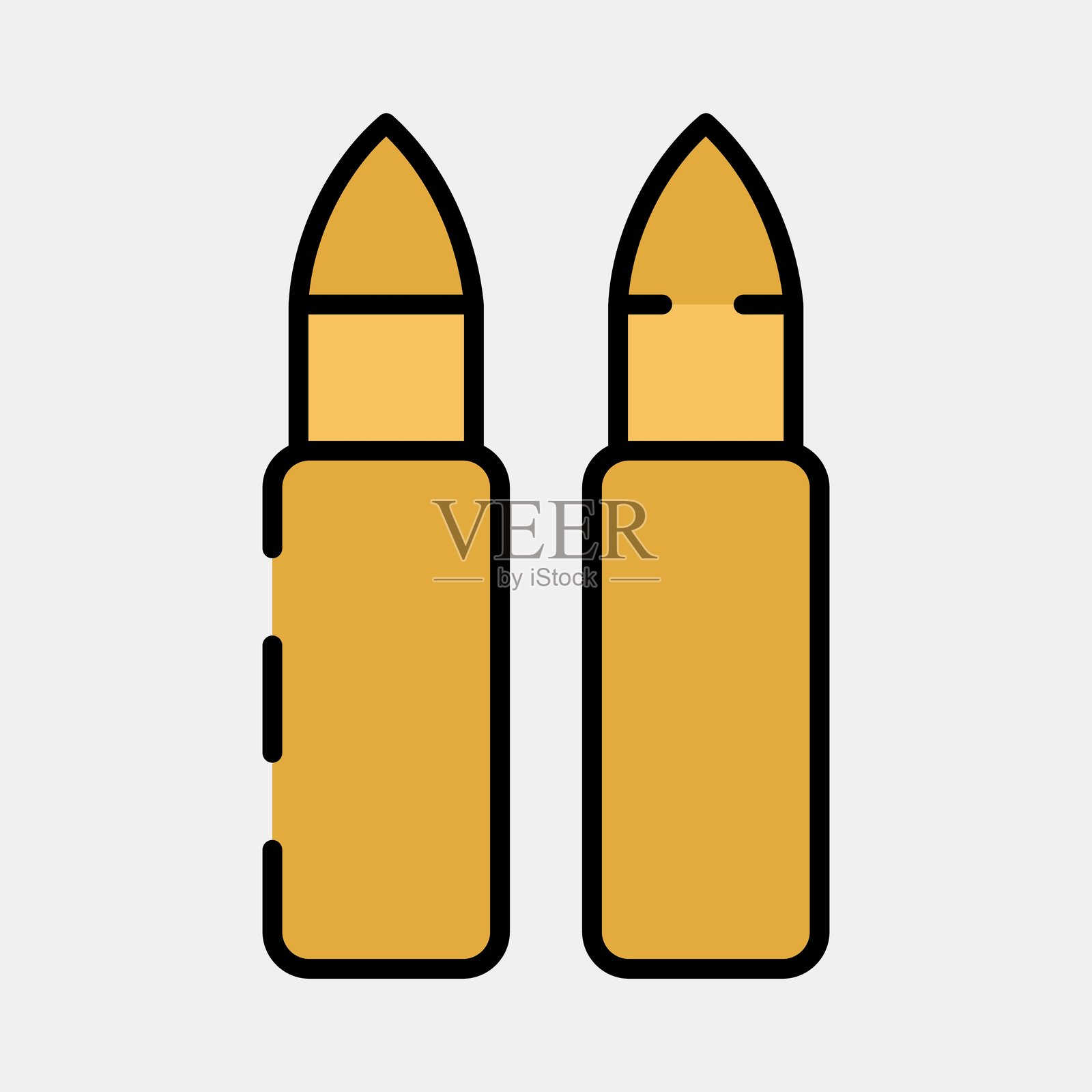 图标子弹。军事和战争元素。填充线条风格的图标。插画图片素材