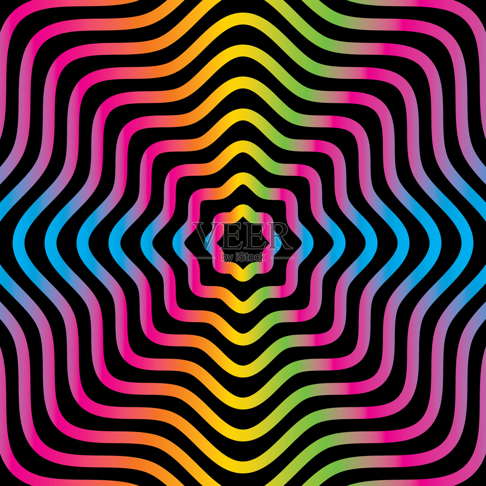 充满活力的色彩波浪迷幻背景插画图片素材