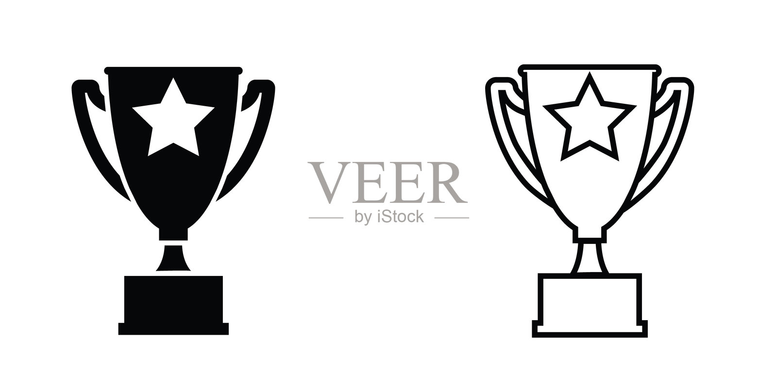 优雅的奖杯设计，展示经典的杯形，配有星星装饰，适用于颁奖典礼和成就庆祝。插画图片素材