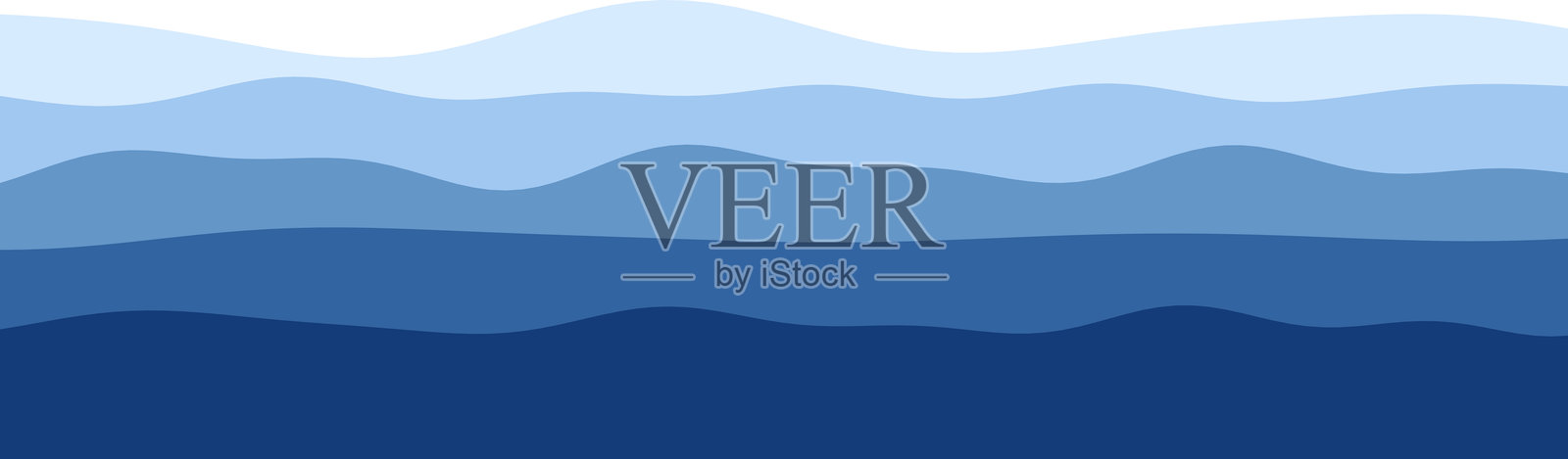 现代设计中的抽象蓝色波浪图案，层次分明的海洋色调插画图片素材