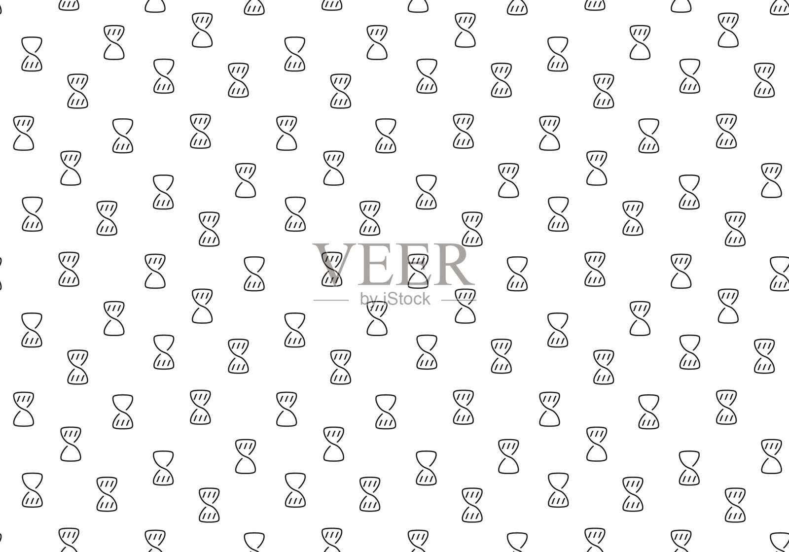 白色背景上的极简沙漏图案。时间、截止日期或永恒的概念。可用于演示文稿、网站或背景。抽象、简单、干净。插画图片素材