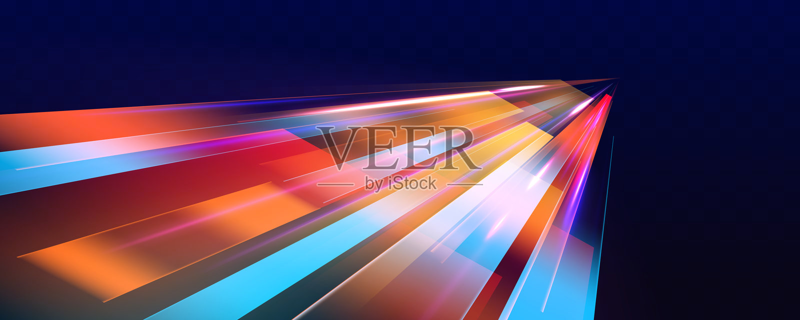 夜间高速公路与动态光效插画图片素材