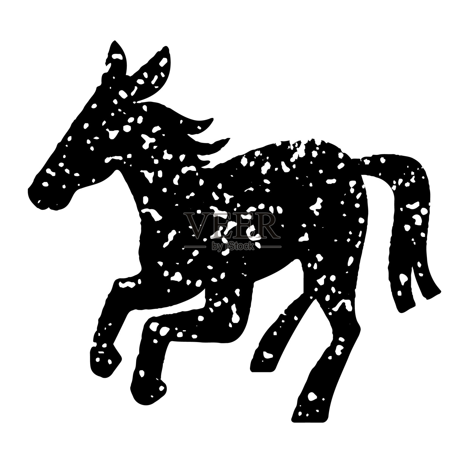 黑色马的剪影印章插图插画图片素材
