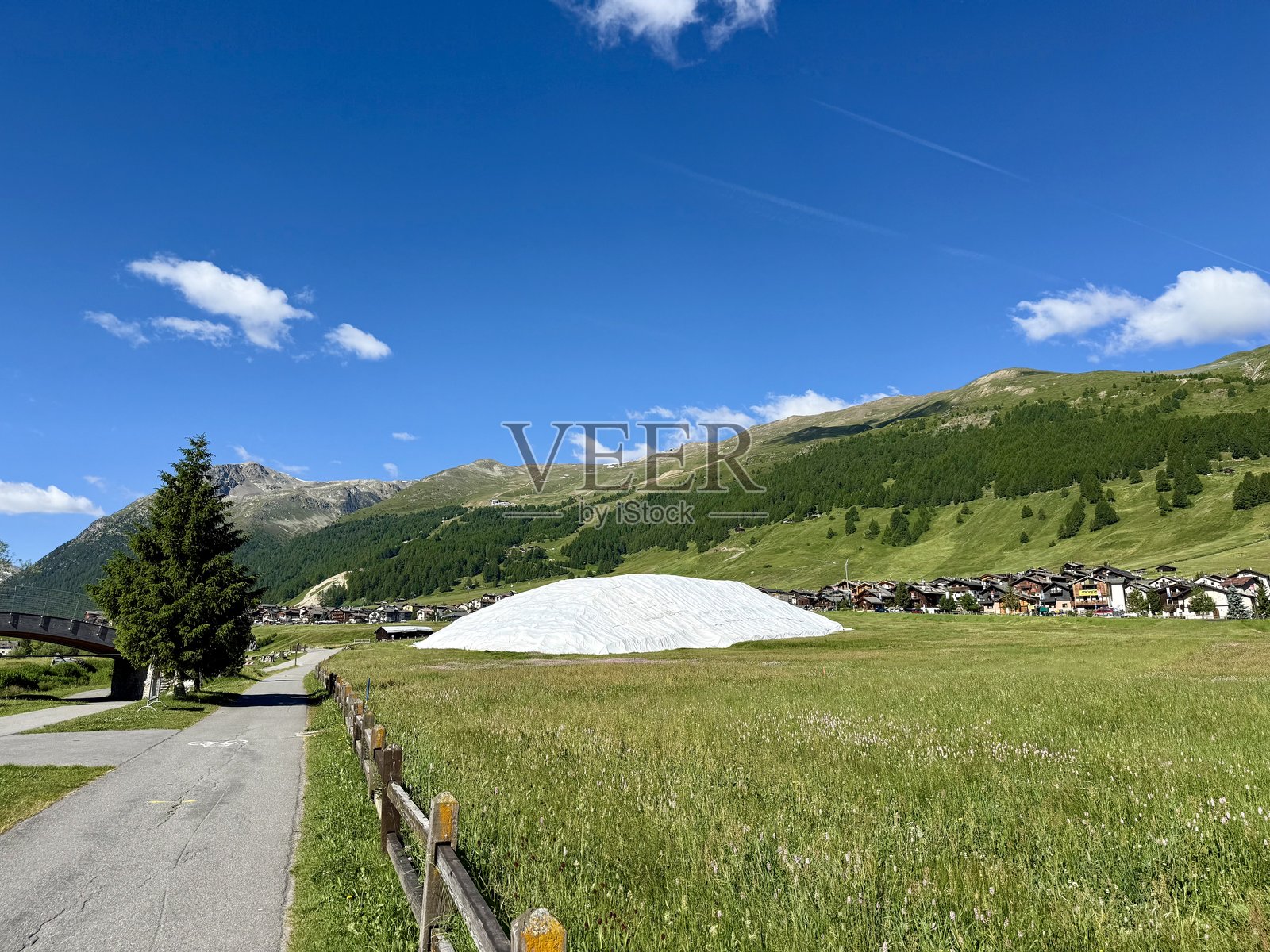 阿尔卑斯山的雪农场照片摄影图片