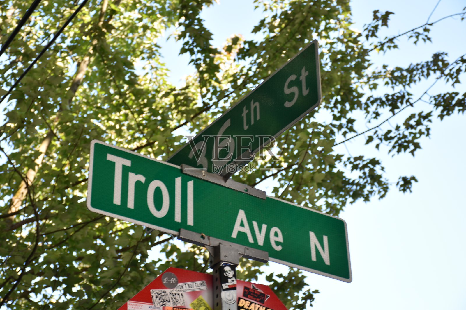 西雅图弗里蒙特社区的街道标志照片摄影图片