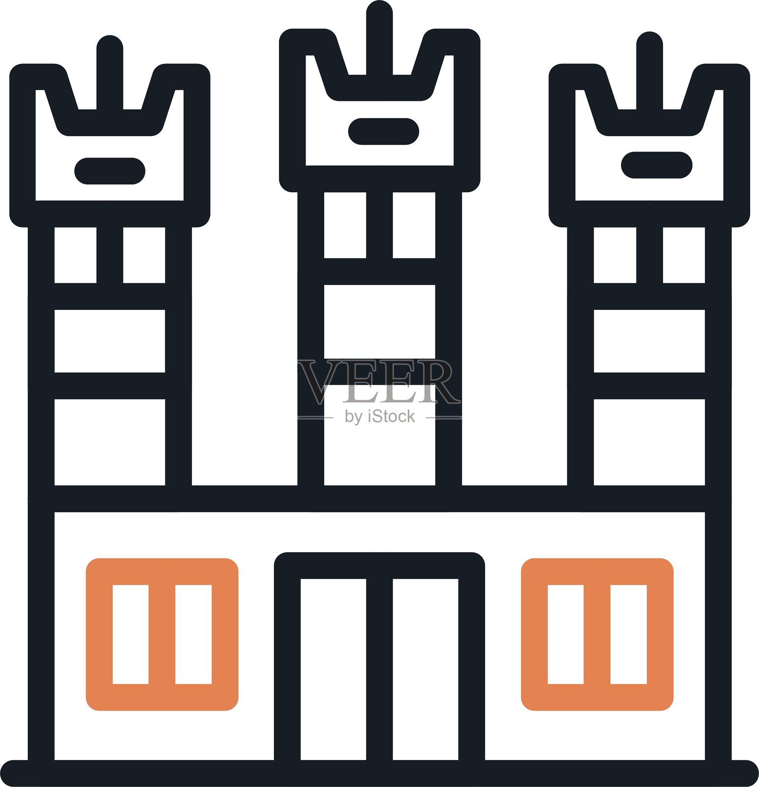 古堡线条图标插画图片素材