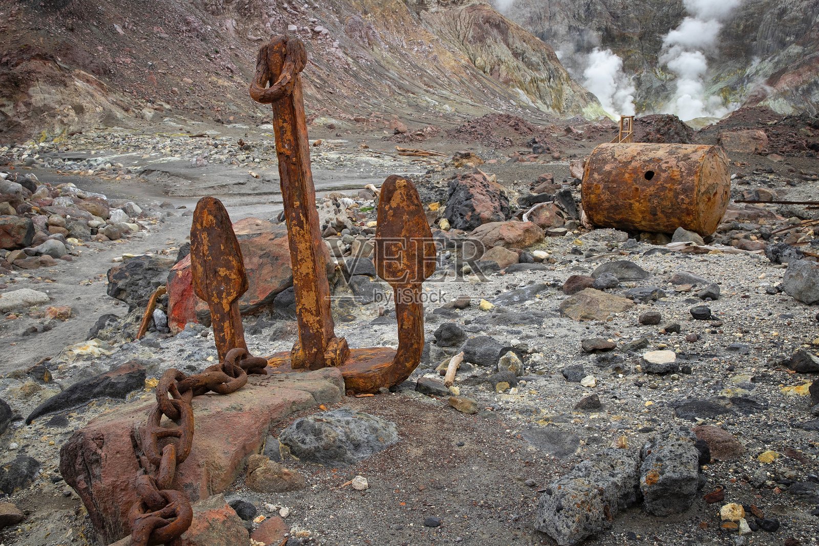 位于新西兰瓦塔卡内海岸附近的太平洋白岛火山岛。照片摄影图片