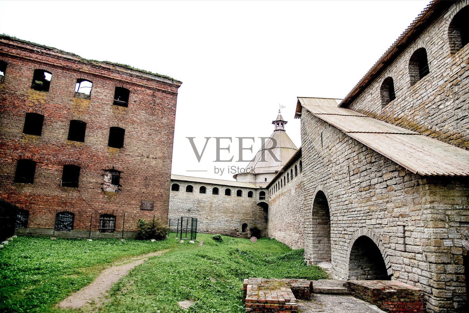 俄罗斯施利瑟尔堡，古老的城镇，石头遗产，防御建筑照片摄影图片