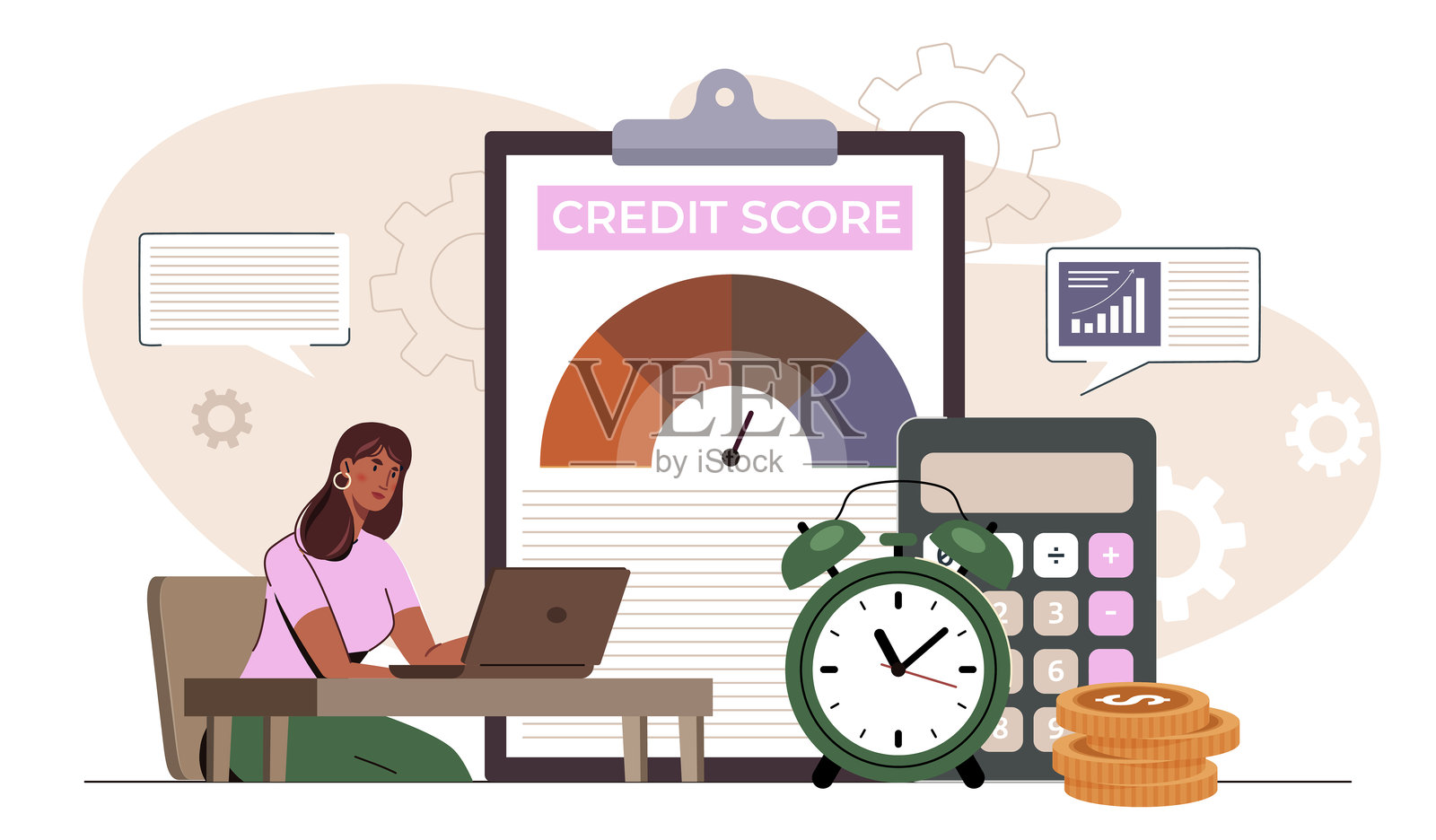 信用评分分析概念场景。矢量插图插画图片素材