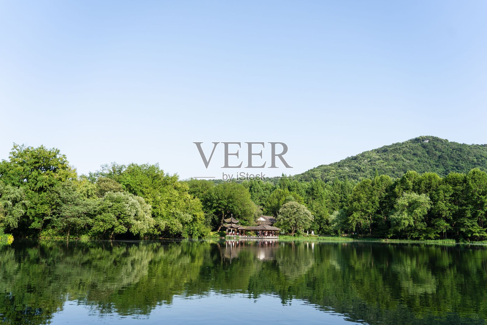 宁静的风景与郁郁葱葱的绿意。照片摄影图片