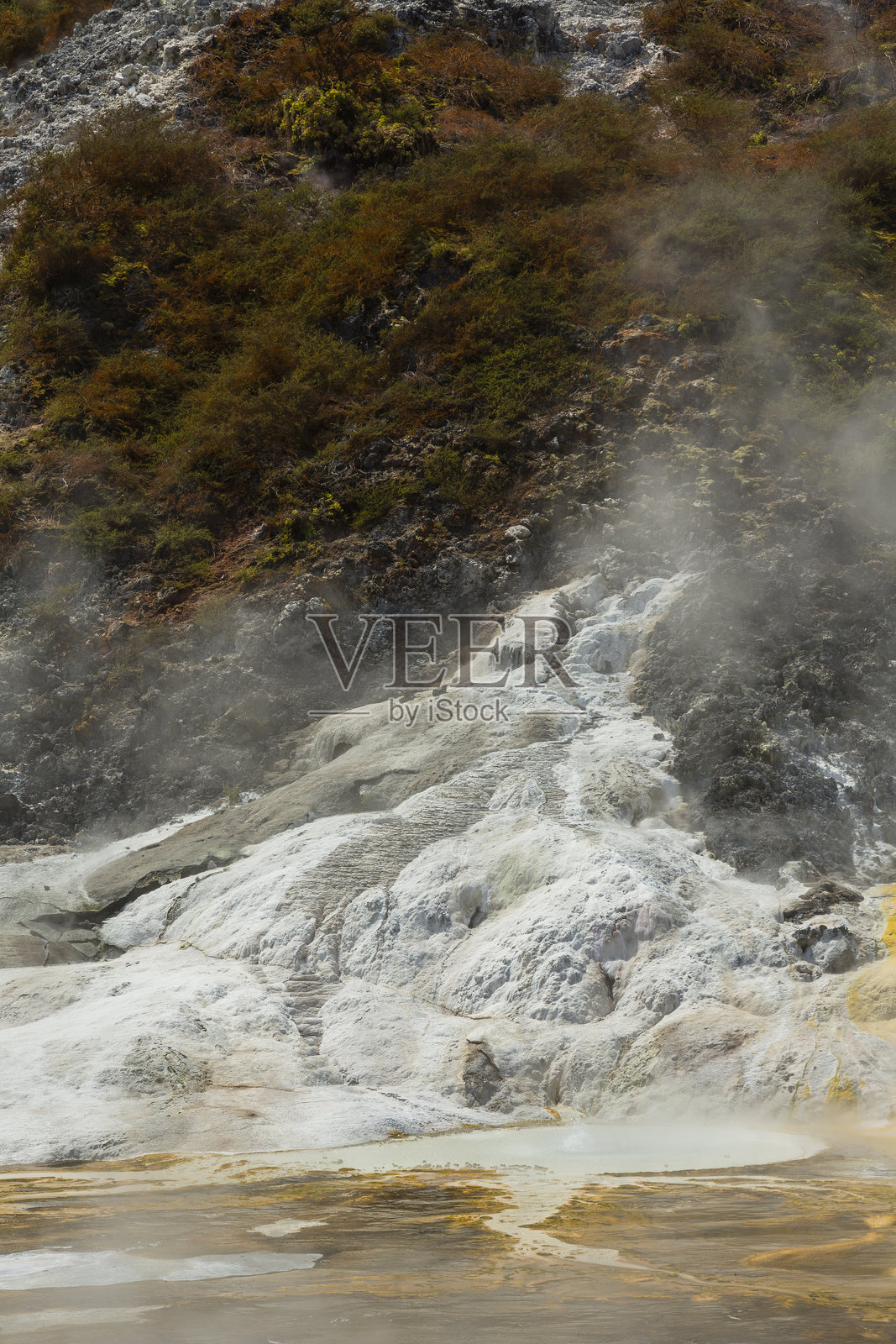 新西兰陶波附近的奥拉凯卡罗地热公园与洞穴中的艺术家调色板照片摄影图片