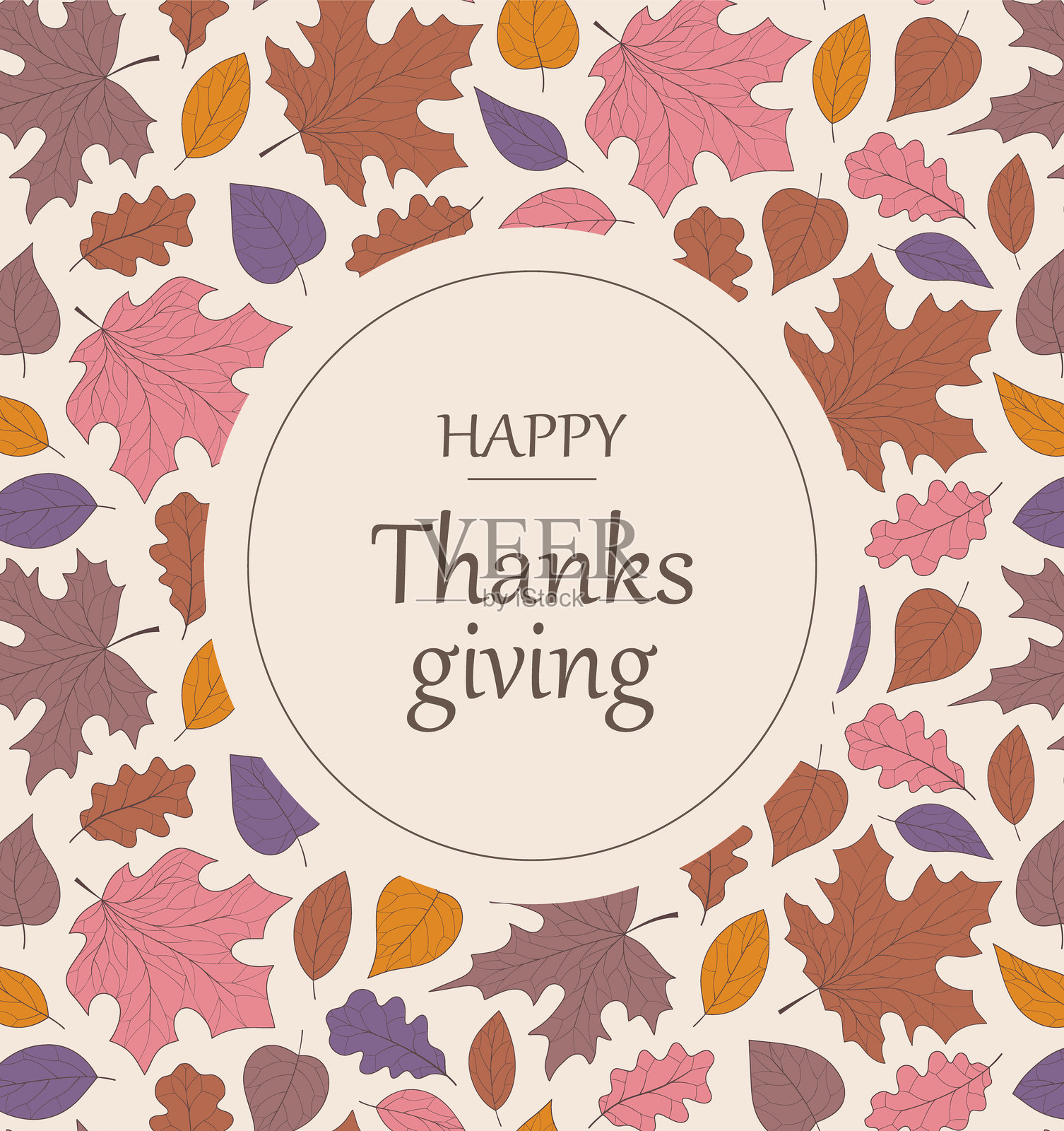 感恩节快乐的卡片、封面、邀请函概念，配有美丽明亮的秋叶。复古秋季艺术风格设计模板，适用于庆祝活动、广告、品牌、横幅、标签和海报。插画图片素材