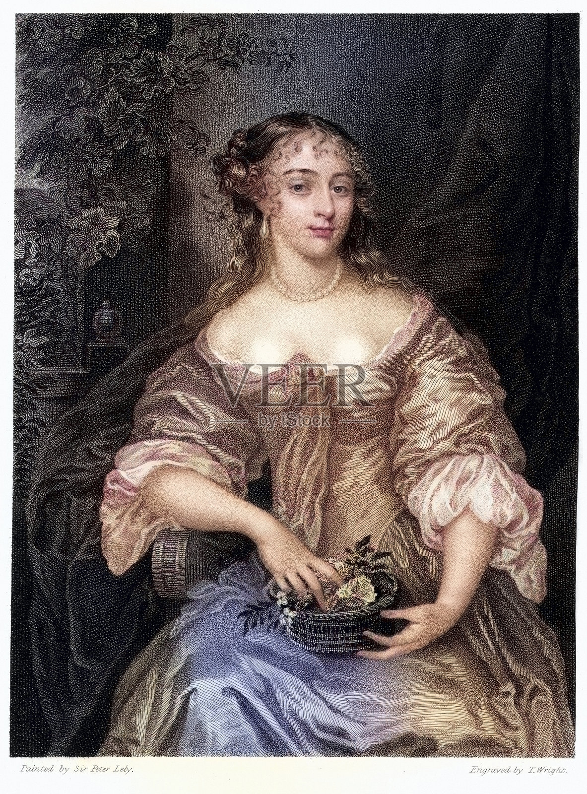 玛格丽特，丹汉姆夫人，17世纪插画图片素材