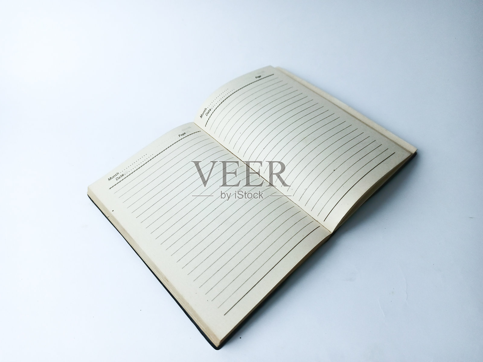 复古的打开日记，带有横线页面和空白写作空间照片摄影图片