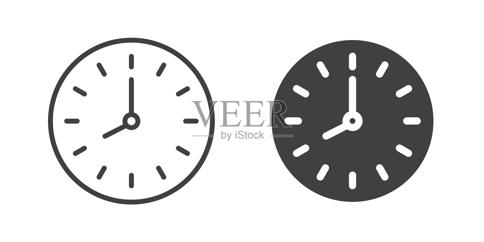 时间细线和图标实心图标。可编辑的线条和完美的像素，独立于透明背景。插画图片素材