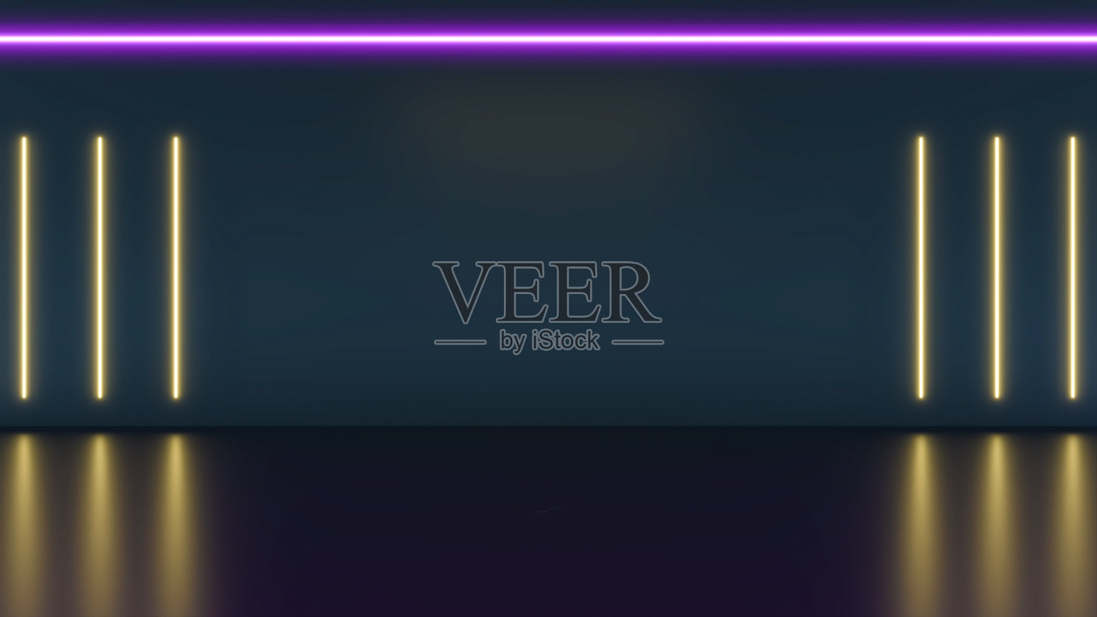 黑暗中发光的霓虹线条。照片摄影图片